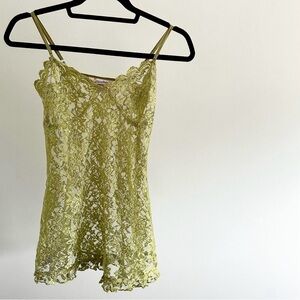 Green lace slip dress